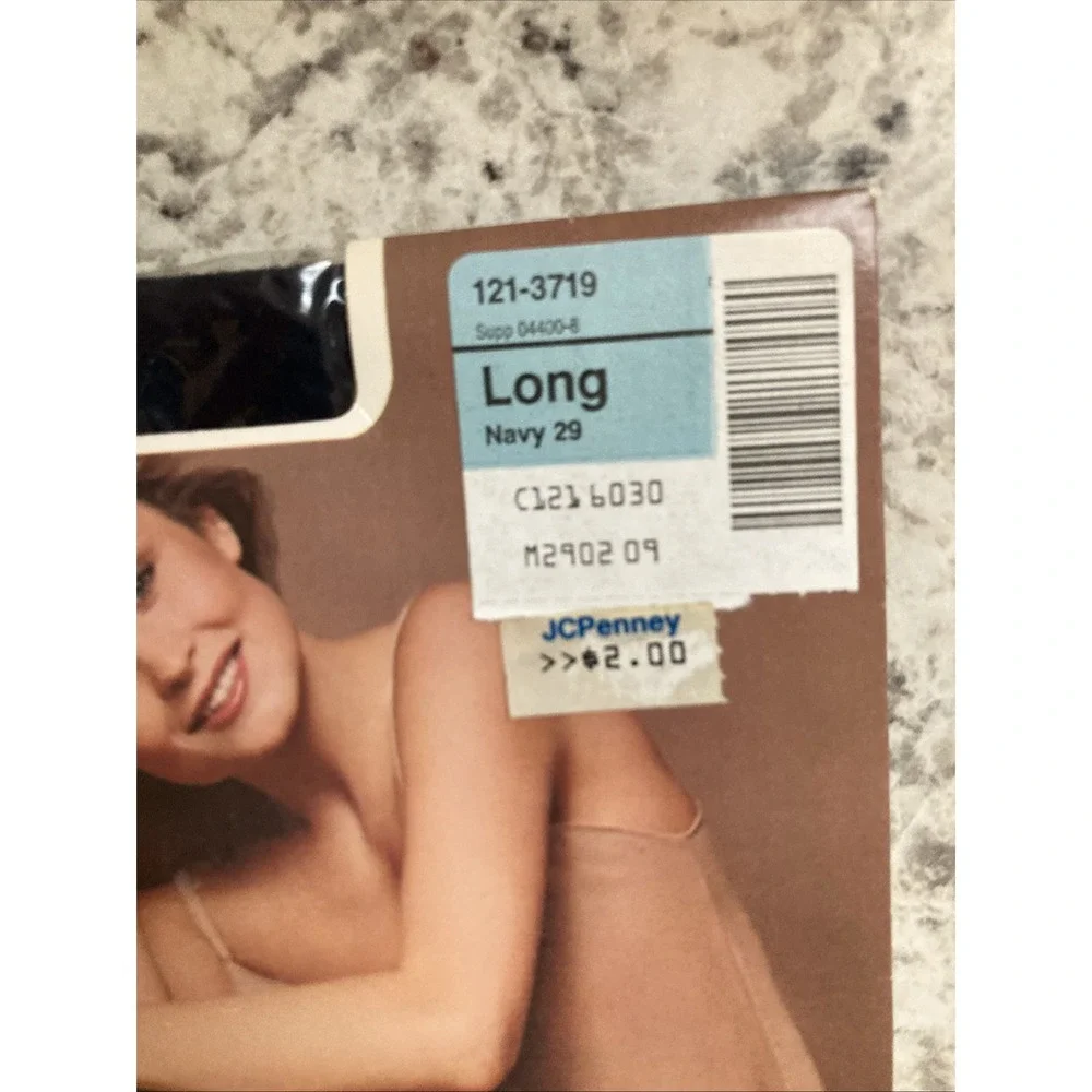 Vintage JCPenney Sheer Toes Pantyhose Size Long Navy Sealed New
